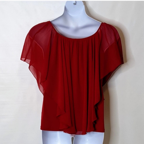 Established 1946 Cherry Red Flowy Blouse - Picture 2 of 5